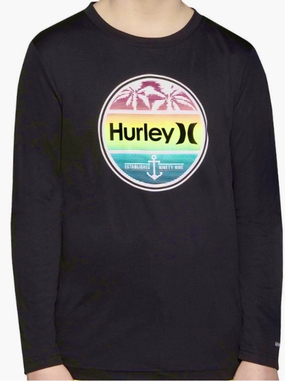 Hurley UPF 50 Quick Dry Long Sleeve Black Shirt, Size Boy’s 10/12